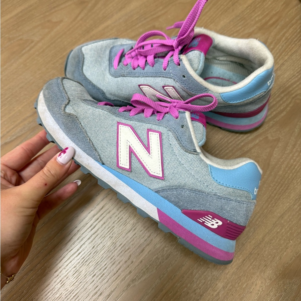 New Balance Sneakers in Gray, Pink, and Blue